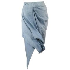 VIVIENNE WESTWOOD Size 4 Light Blue Linen / Silk Avant Garde Draped Pancil Skirt