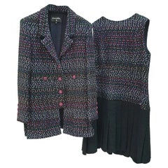 CHANEL 17P Mehrfarbiges Tweed-Jacken-Anzug-Set aus Tweed
