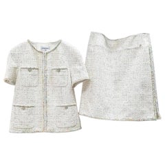 Chanel 19er Jahre Tweed Jacke Rock Anzug Set