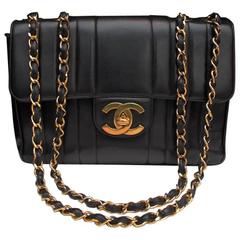 Vintage 1990s Chanel Black Leather Double Handle Bag