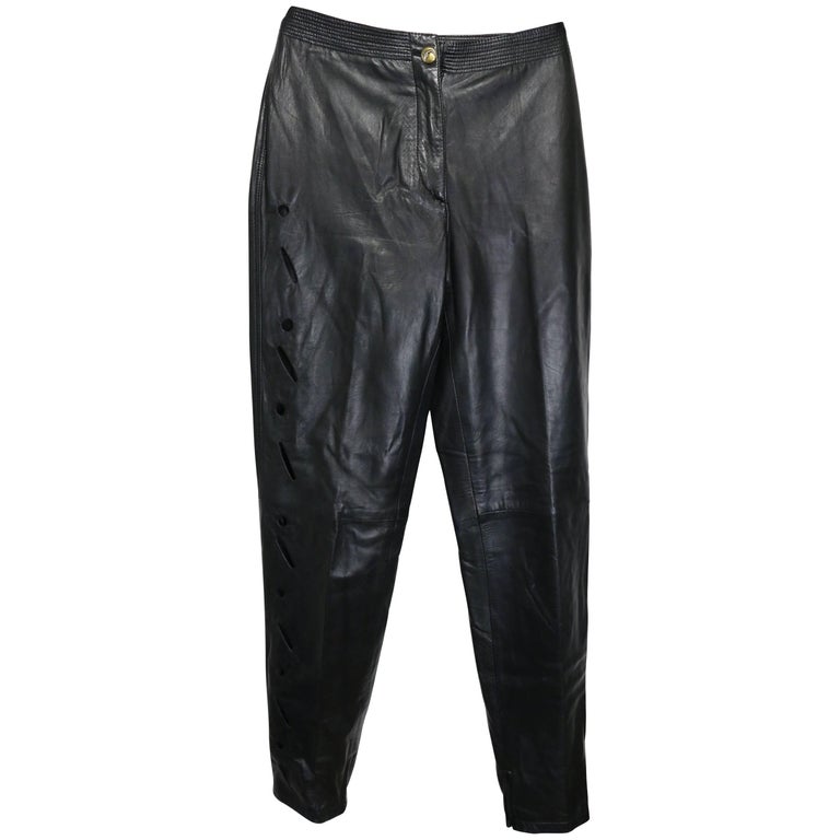 Optimistisch roman handel Vintage Istante by Gianni Versace Black Leather with Cutout Pattern Pants  For Sale at 1stDibs | versace leather pants, versace istante jeans, gianni versace  leather pants