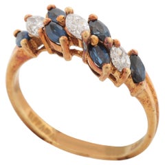 Tiffany & Co. Anillo Vintage Pequeño Zafiro y Diamante Oro