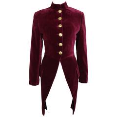Dolce and Gabbana Maroon Velvet Tailcoat