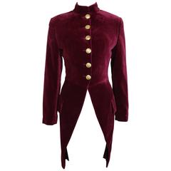 Vintage Dolce and Gabbana Maroon Velvet Tailcoat 