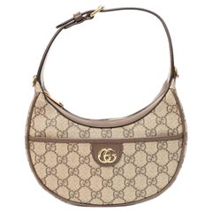 Bora a Spalla Gucci Mezzaluna GG Supreme Marrone, Bora a Spalla
