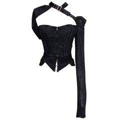 Fall 2003 Gucci Black Asymetrical Bustier Top by Tom Ford