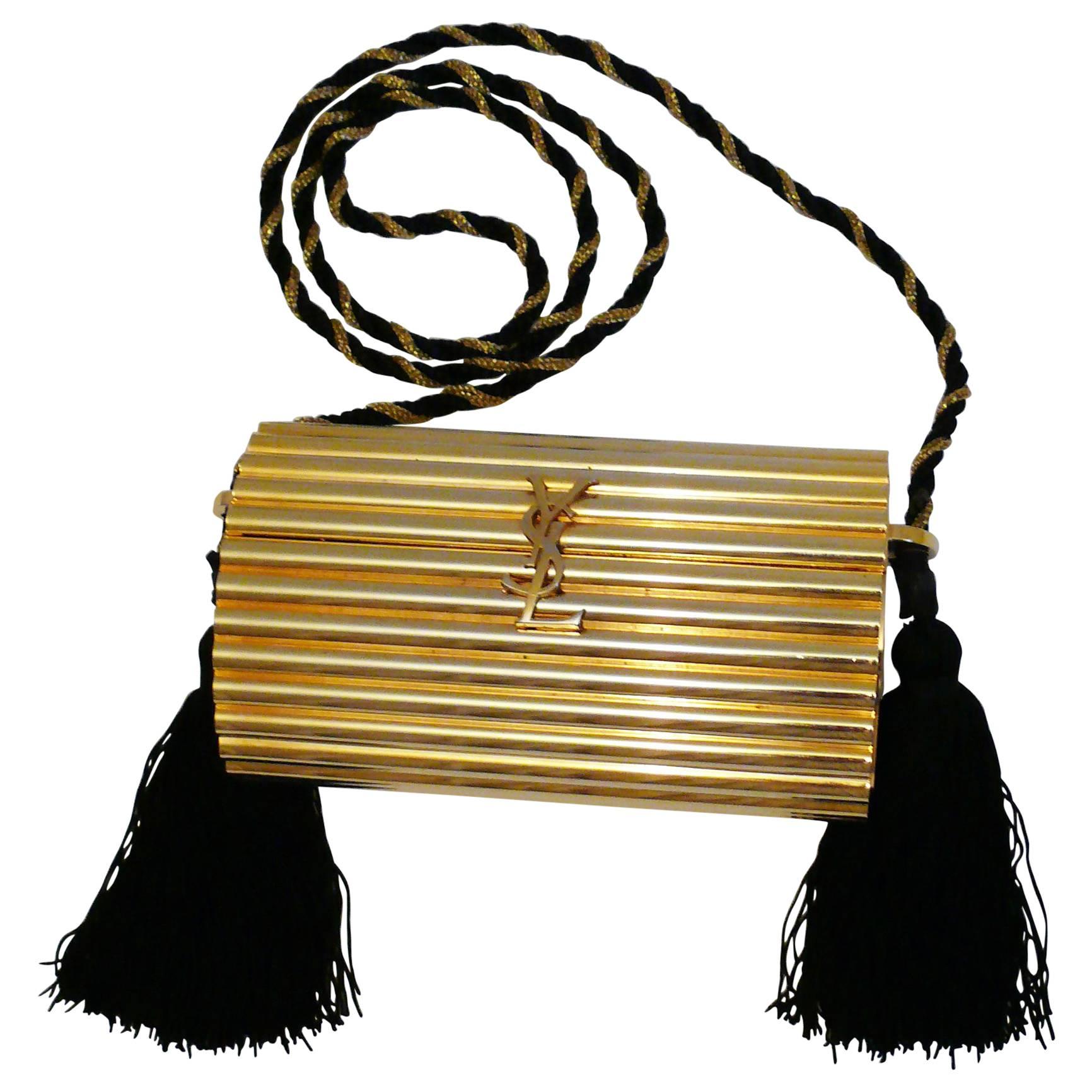 Yves Saint Laurent YSL Vintage Gold Tassel Minaudiere