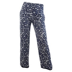 Yves Saint Laurent Herbst 1984 Trompe l'oeil Seidenhose mit schwarzem und weißem Spitzendruck