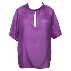 CHLOE Blouse Top Shirt Violet Purple Silk Short Sleeve Sz 34