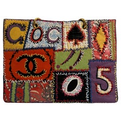 Vintage Chanel 1993 Couture Patchwork Multicolor Tote Bag