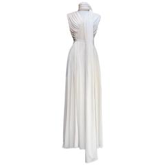 1990s Grès White Evening Gown in an Antique Style
