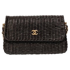 Borsa a Spalla Chanel Classic Flap Vimini Nera
