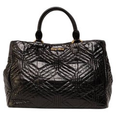 Borsa a mano Miu Shopper Trapuntata Nera