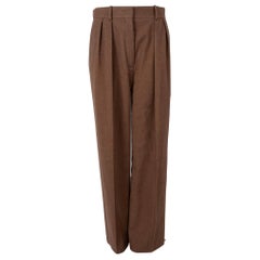 THE ROW brown silk cashmere 2021 IGOR HIGH WAISTED PLEATED Pants 6 S