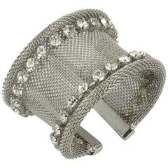 Dynamic Wide Flexible Mesh CZ Cuff Bracelet 12