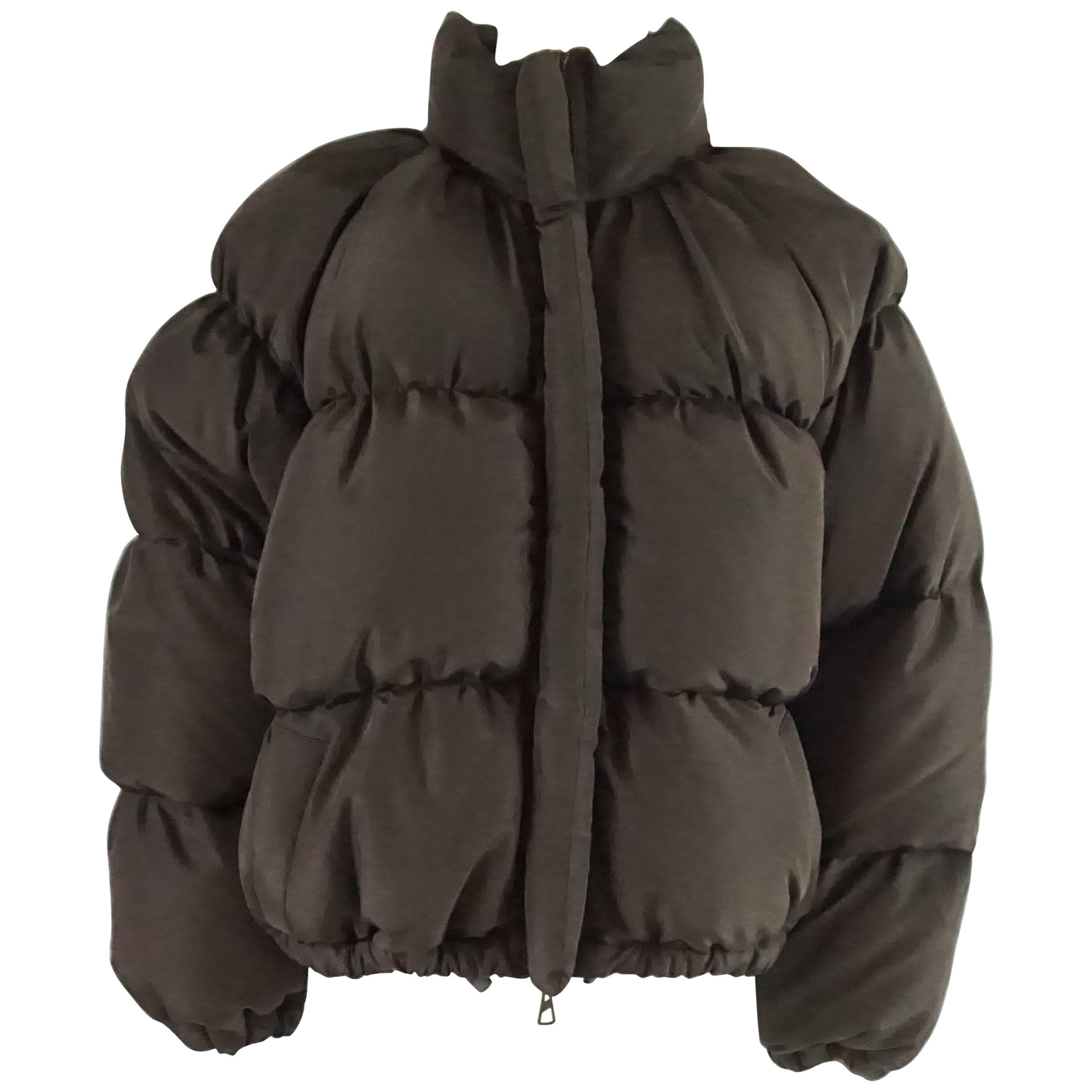 Jean Paul Gaultier Brown Puffer Jacket with Removable Hood - M/L
