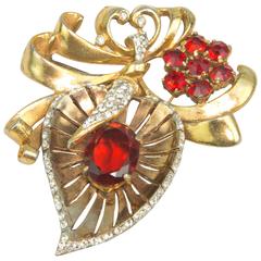 Stunning Retro Gold Floral Brooch Pin 1