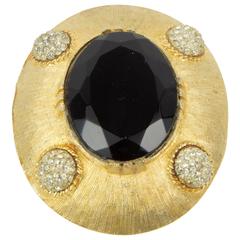 Elegant Vintage Oval Brushed Gold Brooch Pendant 12