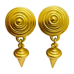 ANNE KLEIN Vintage mattes Gold etruskische Designer-Laufsteg-Ohrclips auf Ohrringen