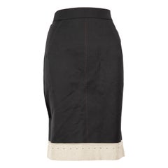 Lanvin Falda Negra con Detalle de Puntadas Talla XL