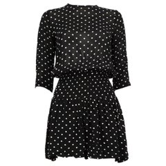 Ganni Black Polka Dot Long Sleeve Mini Dress Size XS