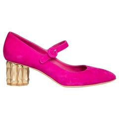 Salvatore Ferragamo Fuchsia Suede Mary Jane Pumps Size US 6.5