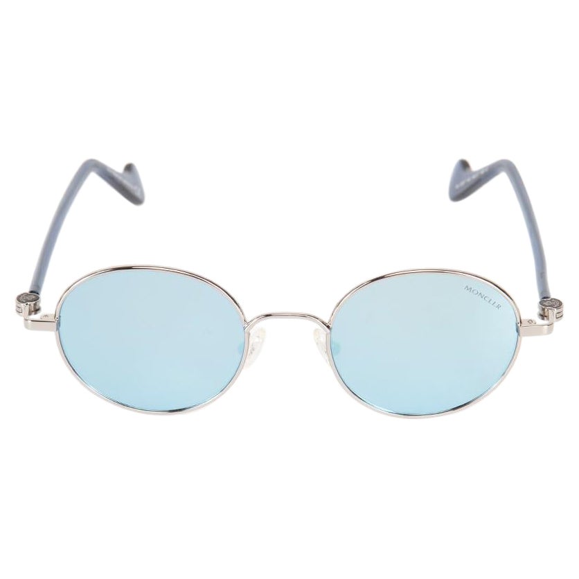 Moncler Blue Metal Round Sunglasses For Sale at 1stDibs
