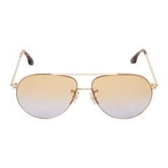 Victoria Beckham Gold Metal Honey Gradient Sunglasses