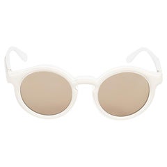 Loewe White Leather Trim Round Sunglasses
