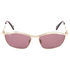 Lanvin Gold & Ruby Tinted Oval Sunglasses