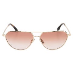Victoria Beckham Gold & Wine Aviator Sunglasses