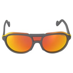 Moncler Orange Mirrored Round Sunglasses