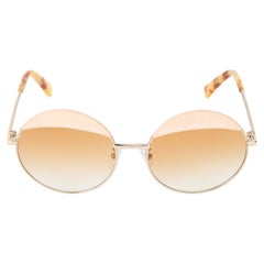 Loewe Gold & Pink Leather Round Sunglasses