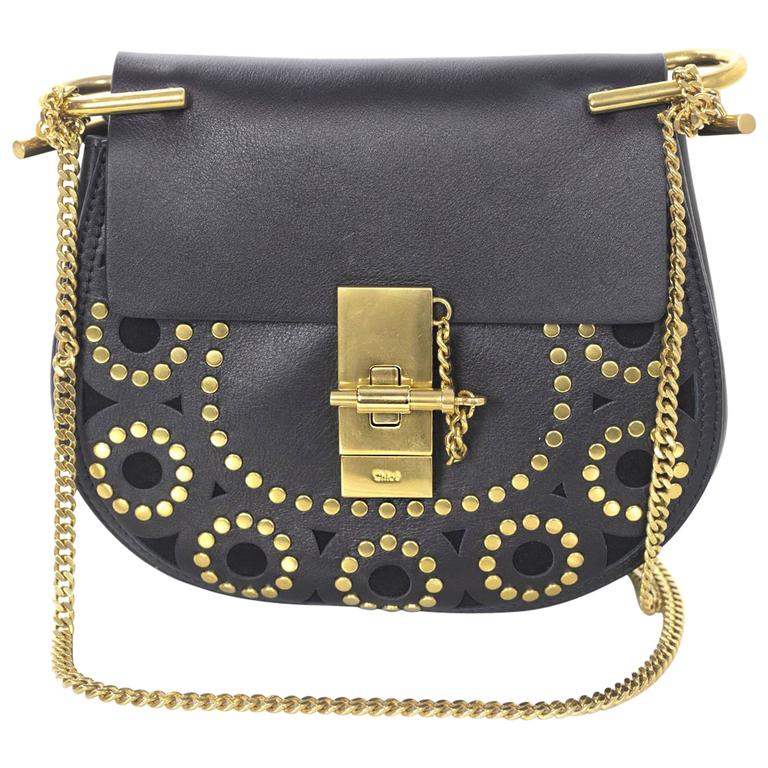 Chloe Black Leather Small Drew Studded Crossbody Bag rt. $2,150 For Sale at 1stdibs