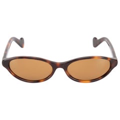 Moncler Brown Tortoiseshell Oval Frame Sunglasses