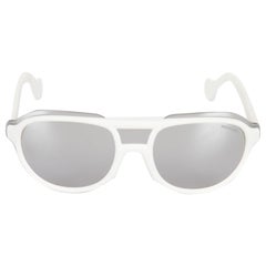 Moncler White & Silver Pilot Sunglasses