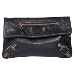 Balenciaga Black Leather Giant City Clutch