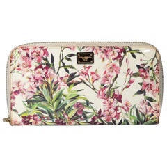 Dolce & Gabbana Floral Print Patent Zip Wallet