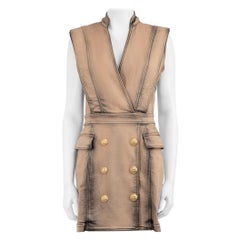 Balmain Pink Stone Washed Denim Button Dress Size L