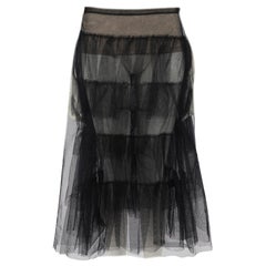 Simone Rocha - Gonna midi a rete in tulle a strati neri - taglia L.A.