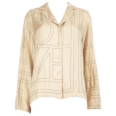 TOTEME Beige Silk Monogram Pyjama Shirt Size XS