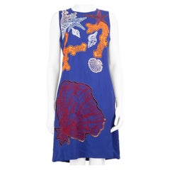 Emilio Pucci Vestido Bordado Concha Azul Talla L