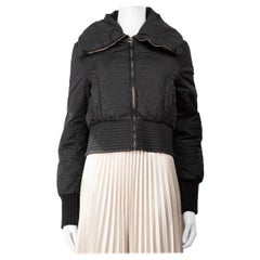 Dior Schwarze Macrocannage gesteppte Jacke mit Reißverschluss Größe L