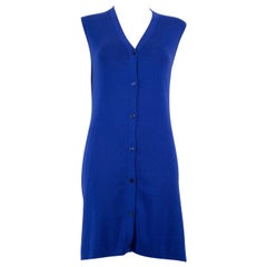 Akris Blue Sleeveless Mid-Length Cardigan Size L