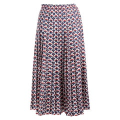 Valentino Garavani Logo Scale Print Pleated Midi Skirt Size XS