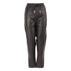 Theory Black Leather Ankle Slit Jogger Trousers Size XL