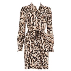 Used Diane Von Furstenberg Leopard Silk Shirt Dress Size XS