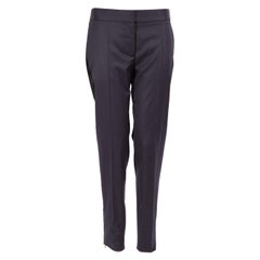Stella McCartney Marineblaue Woll-Manschettenhose mit Reißverschluss Größe S