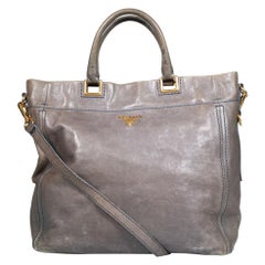 Prada Grey Leather Open Tote