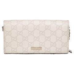 Gucci Ecru Leather Guccissima Wallet on Chain